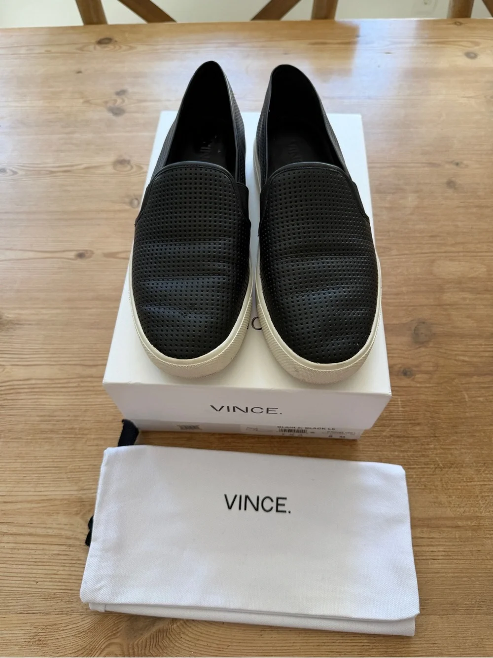 Vince Black Perforated Slip-On Sneakers